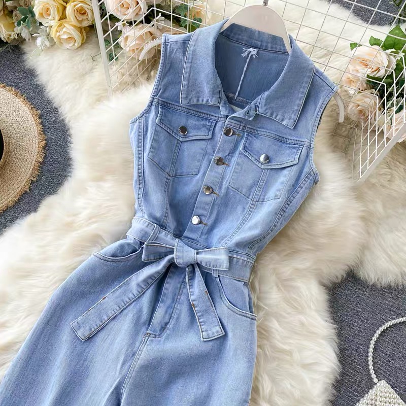 Runaway night sleeveless denim jumpsuit JRZZ145 images
